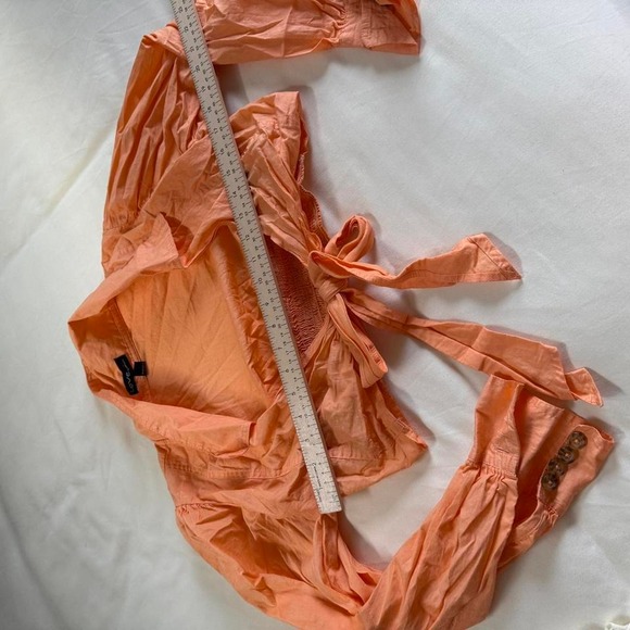 Y2K orange tie front blouse Love brand size medium - Picture 3 of 4